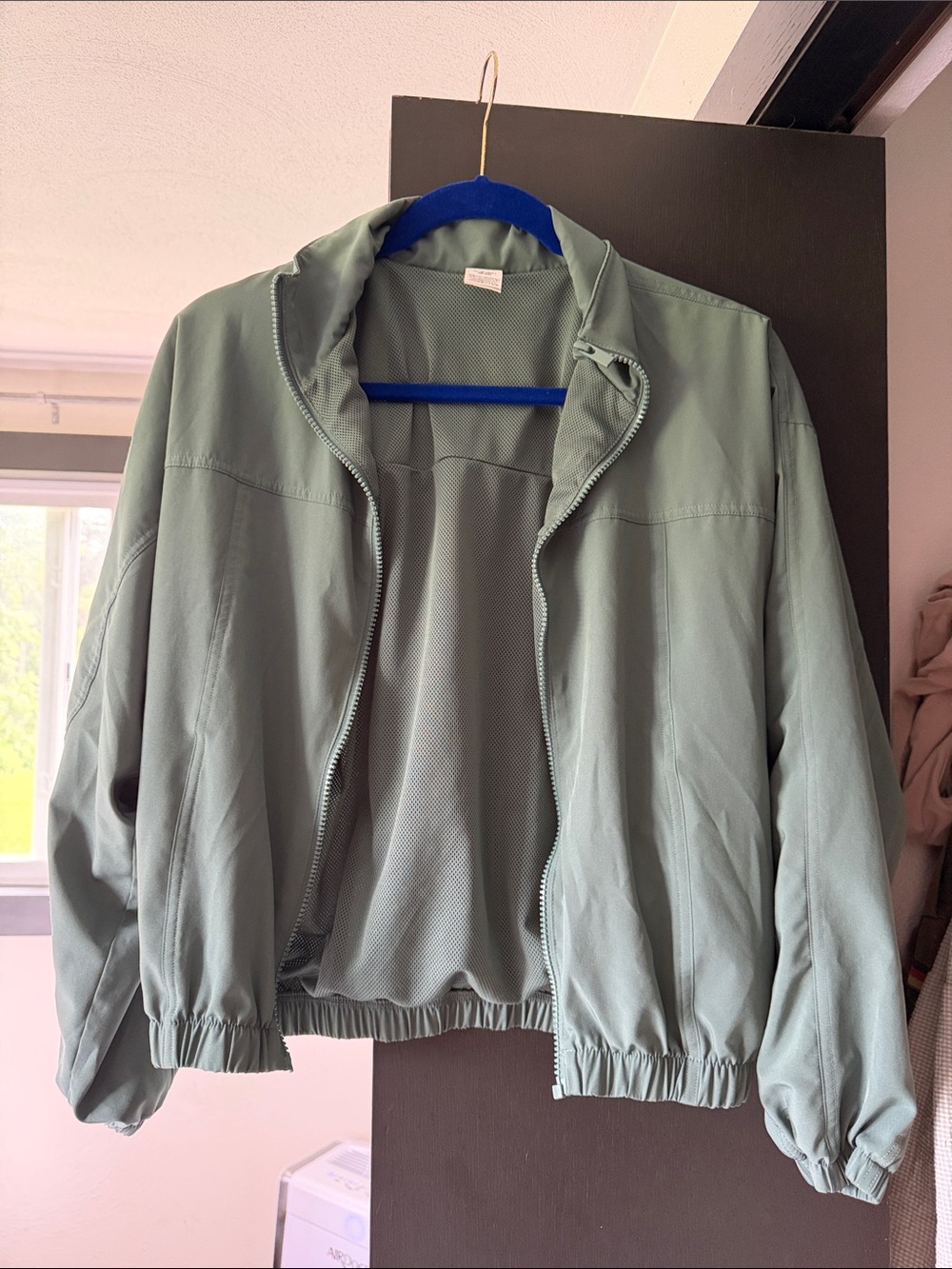 PINK Victoria's Secret Sage Green Zip-Front Bomber Jacket